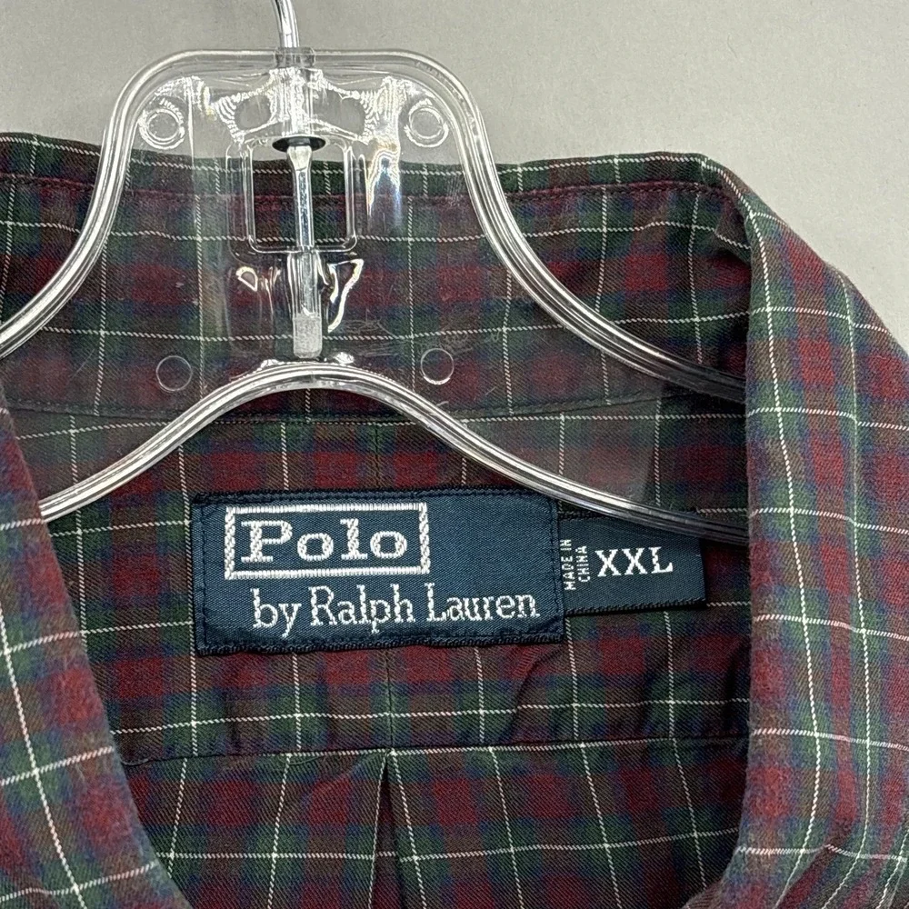 Polo Ralph Lauren Shirt Mens 2XL Multicolor Plaid Button Up Long Sleeve Vintage